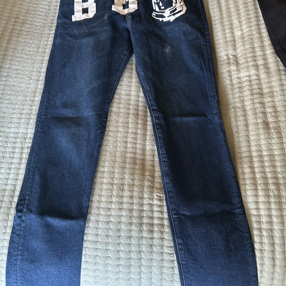 Billionaire Boys Club Dark Blue Skinny Jeans with White Graphics